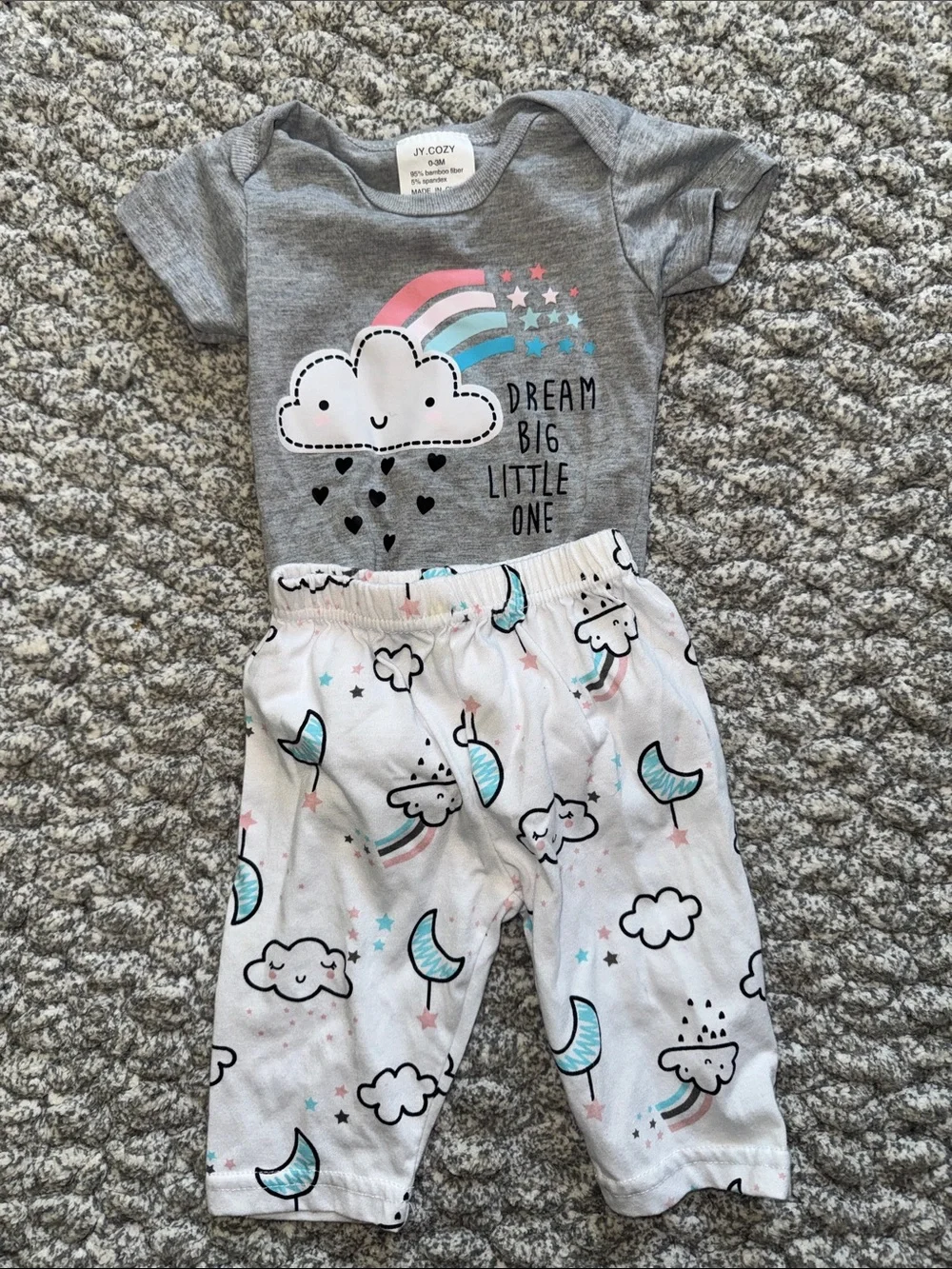 Kids' Gray Cloud & Rainbow Pajama Set